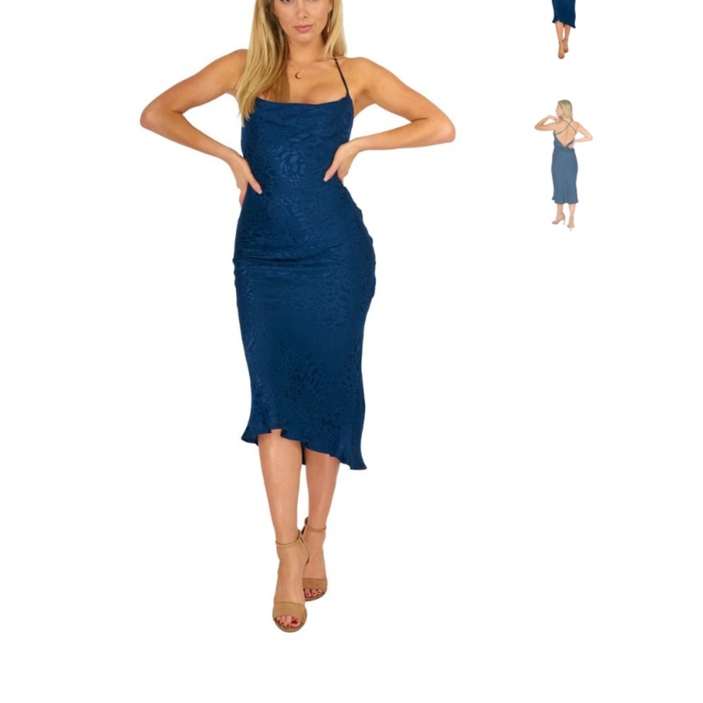 Navy blue evening/party midi dress